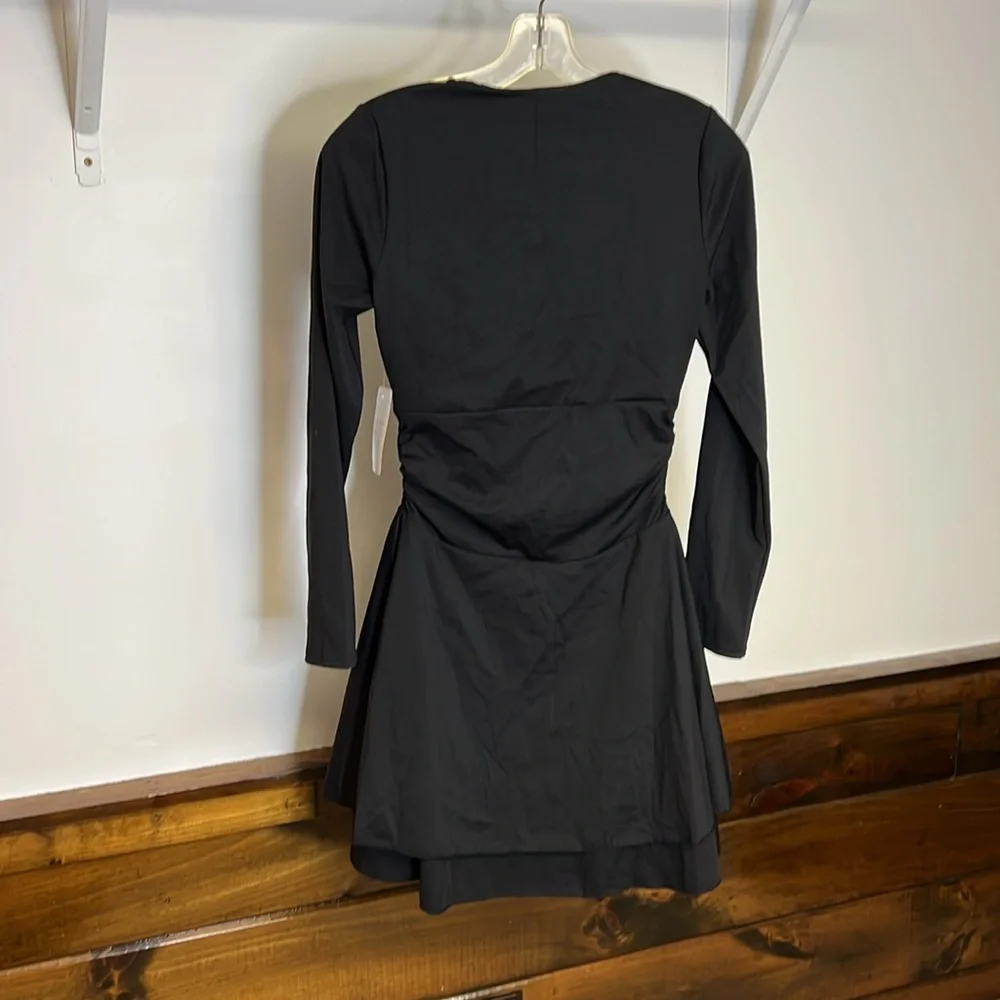 NWT Amazon Kaximil Women's Black Long Sleeve Square Neck Mini Dress-‎ M